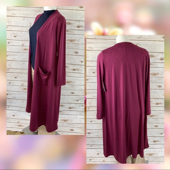 LuLaRoe Sarah Maroon Duster Cardigan Long Sleeve - Picture 5 of 6